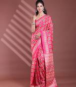 Pink silk soft saree with texture print