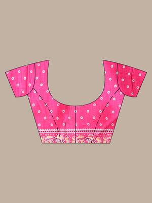 Pink silk soft saree with texture print 5
