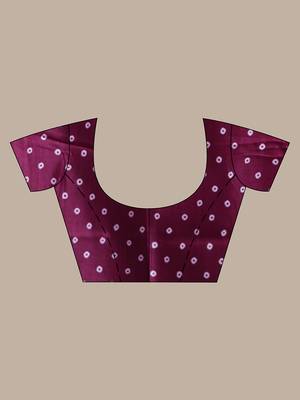 Burgundy silk soft saree with texture print 5