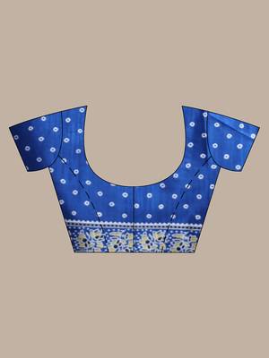 Blue silk soft saree with texture print 5