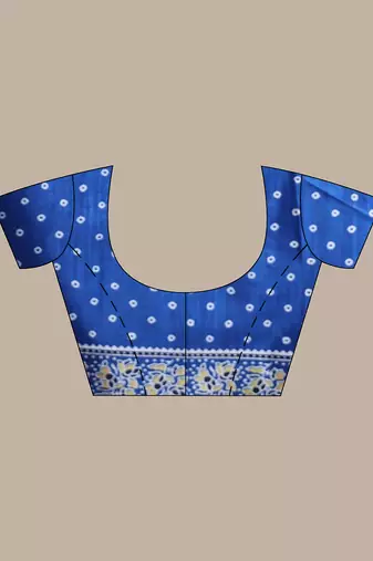Blue silk soft saree with texture print