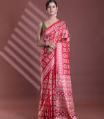 Red silk soft saree with texture print