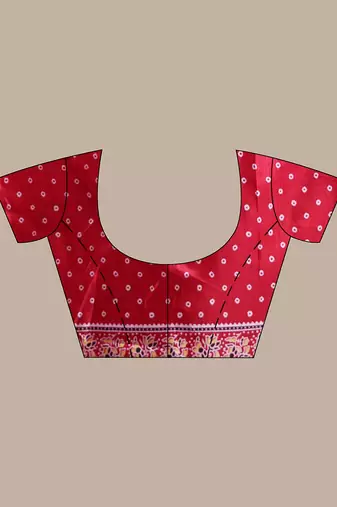 Red silk soft saree with texture print