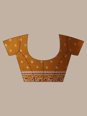 Mustard silk soft saree with texture print 5