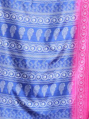 Blue silk soft saree with paisley print 4