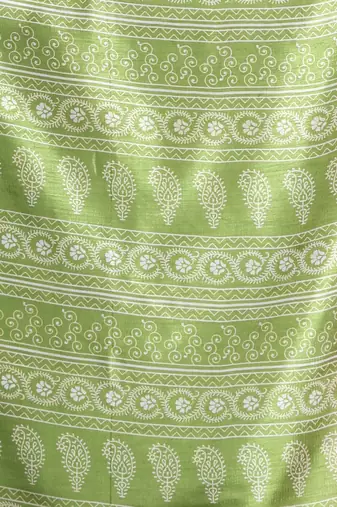 Green silk soft saree with paisley print