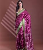 Burgundy silk soft saree with paisley print