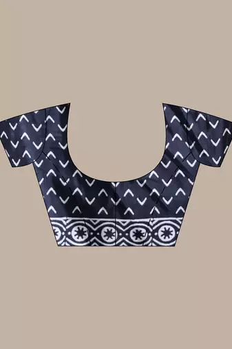 Black silk soft saree with paisley print