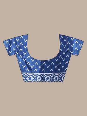 Blue silk soft saree with paisley print 5