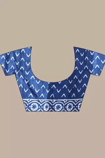 Blue silk soft saree with paisley print