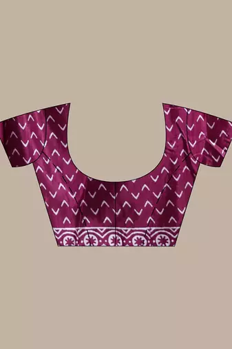Dark purple silk soft saree with paisley print