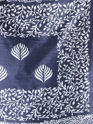 Black silk soft saree with texture print 4