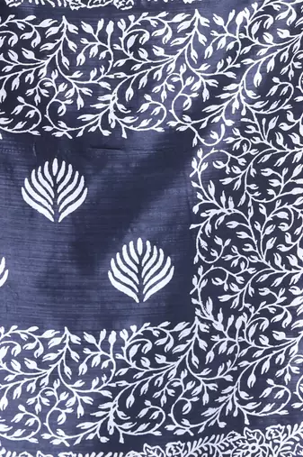 Black silk soft saree with texture print