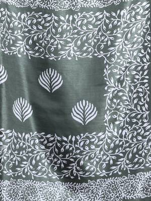 Fern green silk soft saree with texture print 4