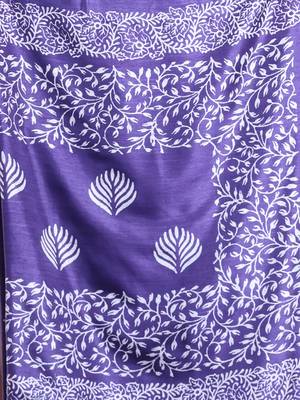 Navy blue silk soft saree with texture print 4