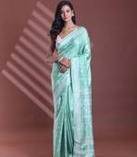 Light green silk soft saree with texture print