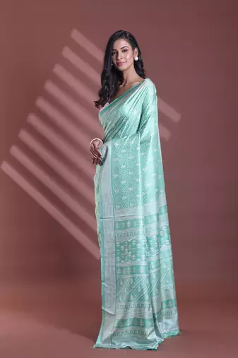 Light green silk soft saree with texture print