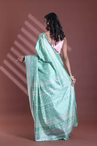 Light green silk soft saree with texture print