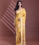 Mustard silk soft saree with texture print