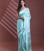 Sky blue silk soft saree with texture print