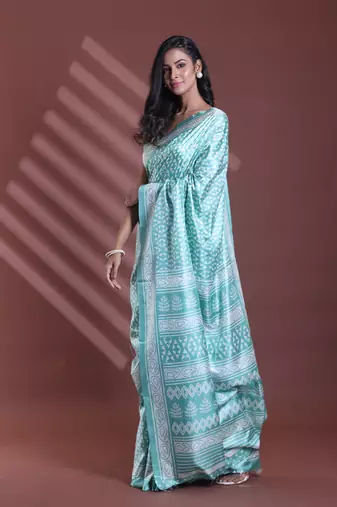 Sky blue silk soft saree with texture print