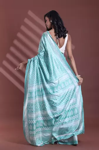 Sky blue silk soft saree with texture print