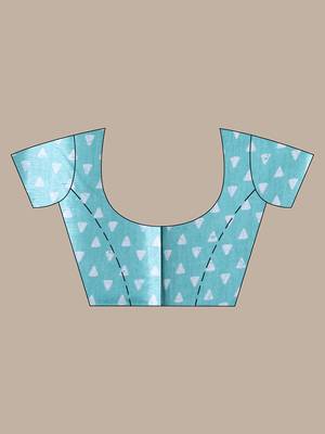 Sky blue silk soft saree with texture print 5