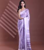 Violet silk soft saree with texture print