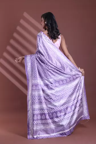 Violet silk soft saree with texture print