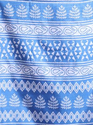 Sapphire blue silk soft saree with texture print 4