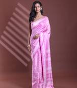 Pink silk soft saree with texture print