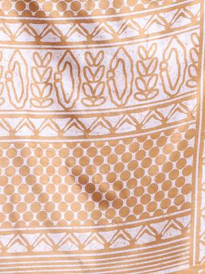 Ochre yellow silk soft saree with abstract print 4