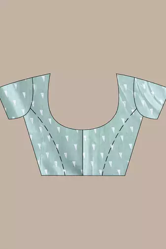 Mint green silk soft saree with abstract print