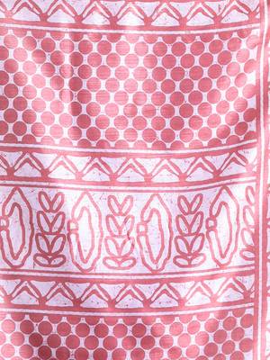 Blush peach silk soft saree with abstract print 4