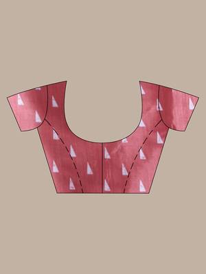 Blush peach silk soft saree with abstract print 5