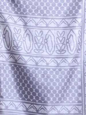 Steel grey silk soft saree with abstract print 4