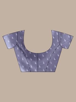 Steel grey silk soft saree with abstract print 5