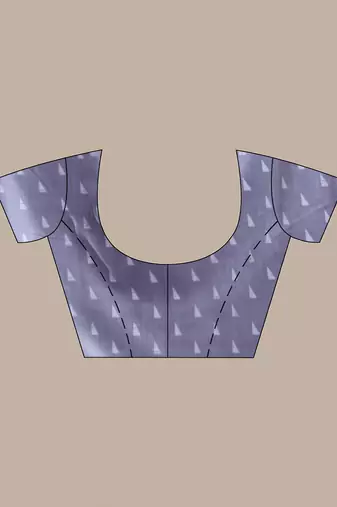 Steel grey silk soft saree with abstract print