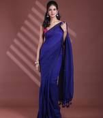 Blue pure cotton soft saree with sequined work