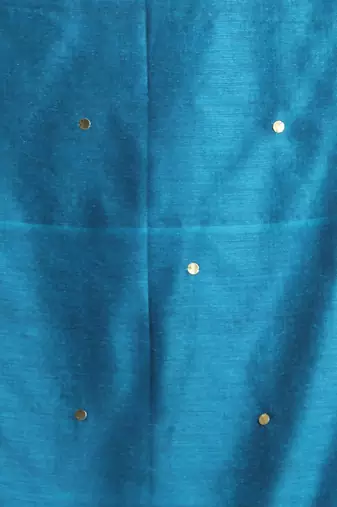 Teal pure cotton soft saree with sequined work