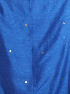 Sapphire blue pure cotton soft saree with sequined work 4