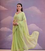 Green Sequins Georgette Saree 
