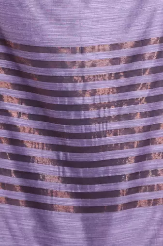 Grey pure cotton zari stripe soft saree with zari border
