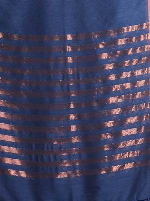 Dark grey pure cotton zari stripe soft saree with zari border 4
