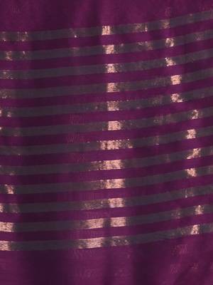 Purple pure cotton zari stripe soft saree with zari border 4