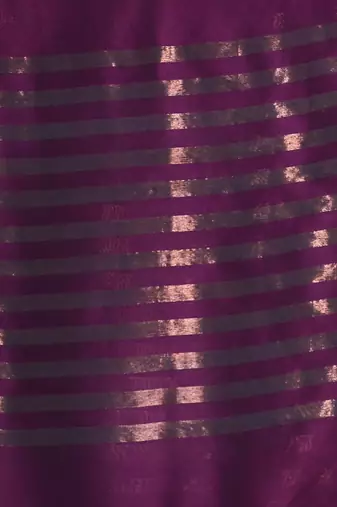 Purple pure cotton zari stripe soft saree with zari border