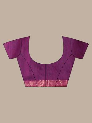 Purple pure cotton zari stripe soft saree with zari border 5