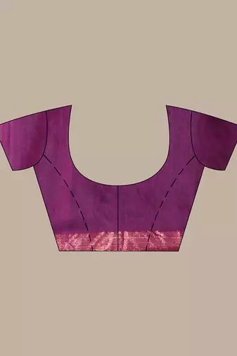 Purple pure cotton zari stripe soft saree with zari border