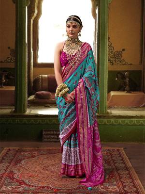 Elora Soft Silk Woven Designer Saree (Turquoise) 1