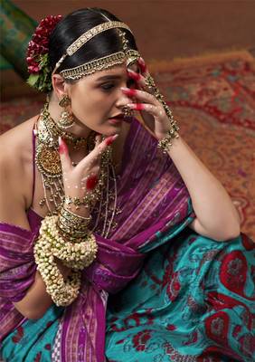 Elora Soft Silk Woven Designer Saree (Turquoise) 2
